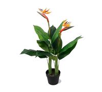 Strelitzia avec fleur, oiseau du paradis, plante artificielle, arbre artificiel, plante artificielle, décoration, dans un pot noir, très réaliste, vert (90 cm - MN-KP-2209)