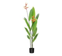 Strelitzia avec fleur, oiseau du paradis, plante artificielle, arbre artificiel, plante artificielle, décoration, dans un pot noir, très réaliste, vert (140 cm - MN-KP-2212)