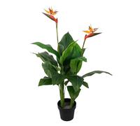 Strelitzia avec fleur, oiseau du paradis, plante artificielle, arbre artificiel, plante artificielle, décoration, dans un pot noir, très réaliste, vert (120 cm - MN-KP-2210)