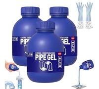 Strength Drain Cleaner Powerful Pipe, Strength Drains Cleaner Drain Clog Remover, Powerful Hair, Grease and Soap Dissolver, Suitable for Bathroom, Kitchen and Toilet Cleaning (3PCS)