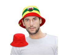 Strength & Honour Chapeau seau réversible gallois Yma O HYD Coupe du monde de l'Euro Pays de Galles Chapeau de supporter adulte Rouge et blanc, rouge/blanc, Taille unique
