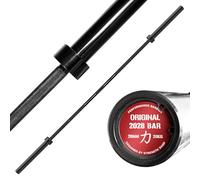 Strength Shop barre olympique 20kg 220cm de long & 28mm ⌀, barre musculation en acier avec prise de disques 50mm et moletage agressif, parfaite comme barbell pour squats, soulevé de terre & plus.