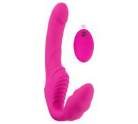 Strepless Strap-On - vibromasseur rose ajustable