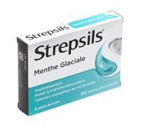 Strepsil Menthe Glaciale Maux de Gorge 24 Pastilles à sucer