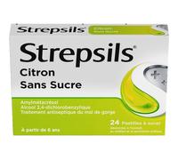 Strepsils Citron Sans Sucre Mal De Gorge 24 Pastilles À Sucer