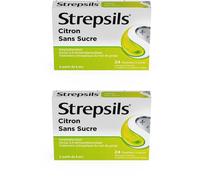 Strepsils Citron Sans Sucre - Traitement Antiseptique du Mal de Gorge À partir 6 ans Comprimé(S) Sucer 2x24 pc(s)
