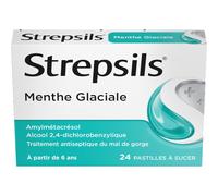 Strepsils Menthe Glaciale Sans Sucre Traitement Antiseptique Du Mal De Gorge 24 Pastilles À Sucer