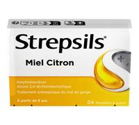 Strepsils Miel Citron Maux De Gorge 24 Pastilles À Sucer