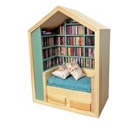 Stress Relieving Mini Bibliothèque | Kit de Mini Maison de Livres en Bois | Bibliothèque Puzzle à Assembler Décor pour Filles Garçons | Salon Chambre