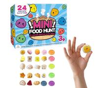 Stress Squeeze Toy - Food Themed Sensory Set, Countdown Calendar Surprise with Slow Rising Dough Ornaments, Kneading Vent Fidgets, Soft Dessert Charms for Home School Study Work