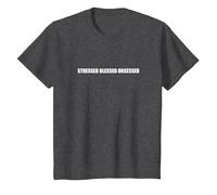 Stressé, bienheureux T-Shirt, Enfant, Chiné Foncé, 4 Ans