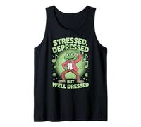 Stressed Depressed But Well Dressed Funny Frog Adult Humor Débardeur