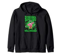 Stressed Depressed But Well Dressed Funny Frog Adult Humor Sweat à Capuche