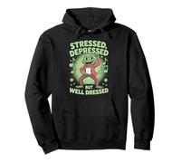 Stressed Depressed But Well Dressed Funny Frog Adult Humor Sweat à Capuche