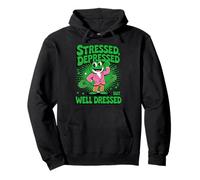 Stressed Depressed But Well Dressed Funny Frog Adult Humor Sweat à Capuche