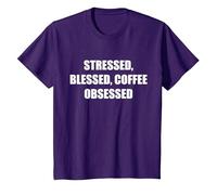 Stressée, bénie, obsédée par Le café T-Shirt, Enfant, Violet, 8 Ans