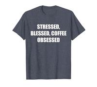 Stressée, bénie, obsédée par Le café T-Shirt, Homme, Bleu Chiné, 5XL