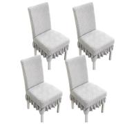 Stretch Chair Covers With Ruffled Skirt - Elastic Dining Seat Protector, Machine Washable, For Home, Restaurants, Weddings & Banquets(Gray,4PCS)