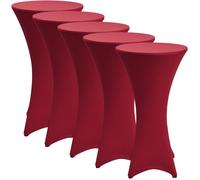 Stretch Housse pour table haute de bistrot, Ø80cm, Bordeaux, set de 5 pièces
