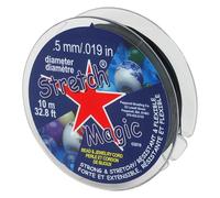 Stretch Magic Cordon élastique pour Perles - Couleur Noire, 0,5 mm de diamètre, 10 m - Facile à Nouer, Solide et Extensible pour la Fabrication de Bijoux en Perles