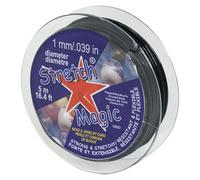 Stretch Magic Cordon élastique pour Perles - Noir, 1 mm de diamètre, 5 mètres (16,4 pi) - Facile à Nouer, Solide et Extensible, idéal pour la création de Bijoux en Perles