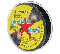 Stretch Magic Cordon élastique pour Perles - Noir, diamètre 0,8 mm, 25 mètres (82 Pieds) - Facile à Nouer, Solide et Extensible, idéal pour la création de Bijoux en Perles