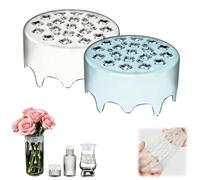 Stretch Silicone Flower Arranger,Universal Fit Reuseable Waterproof Floral Grid Organizer,DIY Flexible Stretchable Flower Arrangement Holder for Easy DIY Weddings & Home Decor (White+Blue)