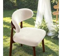 Stretch Split Dining Chair Covers for Arc Back Chairs Velvet | Separate Back and Seat Design, Washable Slipcovers for Kitchen, Dining Room and Restaurant(White)