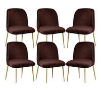 Stretch Velvet Dining Chair Cover Slipcover for Curved Back Mid Century Modern Accent Chairs Set of 2 Gray Perfect K and Living Room (Dark Coffee 6PCS)