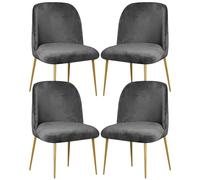 Stretch Velvet Dining Chair Cover Slipcover for Curved Back Mid Century Modern Accent Chairs Set of 2 Gray Perfect K and Living Room (Grey 4PCS)