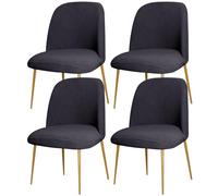 Stretch Velvet Dining Chair Cover Slipcover for Curved Back Mid Century Modern Accent Chairs Set of 2 Gray Perfect K and Living Room (Old Gray a 4PCS)