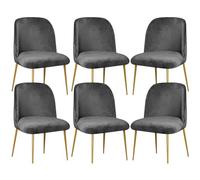 Stretch Velvet Dining Chair Cover Slipcover for Curved Back Mid Century Modern Accent Chairs Set of 2 Gray Perfect K and Living Room (Grey 6PCS)