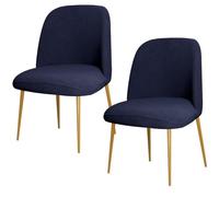 Stretch Velvet Dining Chair Cover Slipcover for Curved Back Mid Century Modern Accent Chairs Set of 2 Gray Perfect K and Living Room (Navy Blue a 2PCS)