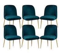 Stretch Velvet Dining Chair Cover Slipcover for Curved Back Mid Century Modern Accent Chairs Set of 2 Gray Perfect K and Living Room (Navy Blue 6PCS)
