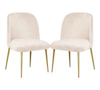 Stretch Velvet Dining Chair Cover Slipcover for Curved Back Mid Century Modern Accent Chairs Set of 2 Gray Perfect K and Living Room (Beige 2PCS)