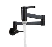 Stretchable Swing Arm Washing Wall-mounted Folding Kitchen Single Cold Water Faucet Double Rotating Adjustable Spout Brushedgold(Orb Type B)