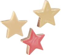 Streudeko Étoiles en bois 5cm Bois de mangue Abricot Jaune 12 pcs. Décoration style maison de campagne Noël