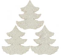 Streudeko Noël Sapin Blanc Paillettes 4cm 72 pièces - Décoration festive en bois