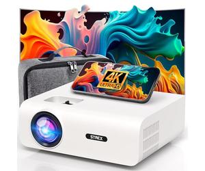 Strex Vidéoprojecteur - 1080P Full HD - 15000 Lumens - Streaming Sans Fil - Sac/Écran de Projection Inclus - WiFi - Bluetooth - Mini Vidéoprojecteur - Projecteur