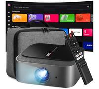 Strex Vidéoprojecteur - Projecteur Smart 1080P Full HD - Prise en charge 4K - WiFi & Bluetooth - Haut-parleurs intégrés - Mini vidéoprojecteur portable Home Cinéma - WhaleOS - Étui de rangement et
