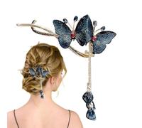 Streysisl Barrettes à cheveux en forme de papillons, en cristal, élégantes épingles à cheveux pour femmes, pinces à cheveux antidérapantes, chaîne de cheveux à pompons en strass, décorée de strass