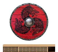 Streysisl Bouclier en Bois, Bouclier en Bois médiéval - Bouclier médiéval Cosplay en Bois | Bouclier de Combat prêt à la Main, Guerriers Loups pour Les Bureaux à Domicile, Les Bateaux et Les