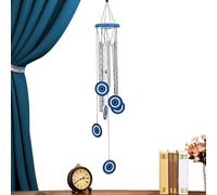 Streysisl Carillon à vent bleu mauvais œil à suspendre - Carillon à vent en métal avec pendentif mauvais œil pour décoration de maison, voiture, terrasse