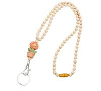 Streysisl Cordon pour enseignant avec porte-carte d'identité, porte-badges de fleurs, chaînes à lunettes | Tendance bohème - Adorables badges d'identification et clés - Cordon de rupture à perles pour