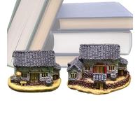 Streysisl Décoration de maison en résine | Décoration miniature de maison de campagne | 2 petites figurines de maison en résine, décorations de bureau pour maison, studio, hôtel