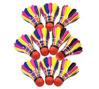 Streysisl Lot de 10 balles de badminton colorées en plumes de badminton, ensemble de balles d'entraînement en plumes de canard et volants en caoutchouc pour l'extérieur