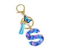 Streysisl Porte-clés de lettre, porte-clés de lettre initiale - Porte-clés papillon pour filles, pendentif en résine époxy,Sac à dos pour et adultes, ornements, porte-clés, organisateur pour voyages