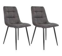 STRIB - Lot de 2 Chaises Tissu Gris Foncé et Piétement Acier - Altobuy Gris G
