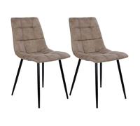 STRIB - Lot de 2 Chaises Tissu Marron et Piétement Acier - Altobuy Marron G