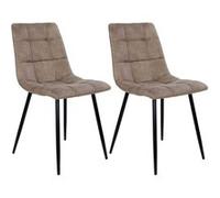 STRIB - Lot de 2 Chaises Tissu Marron et Piétement Acier - Altobuy Marron G